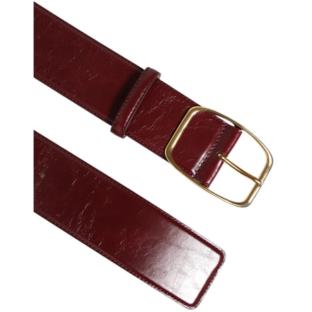 Curea Dolce & Gabbana din piele bordo cu cataramă aurie din metal