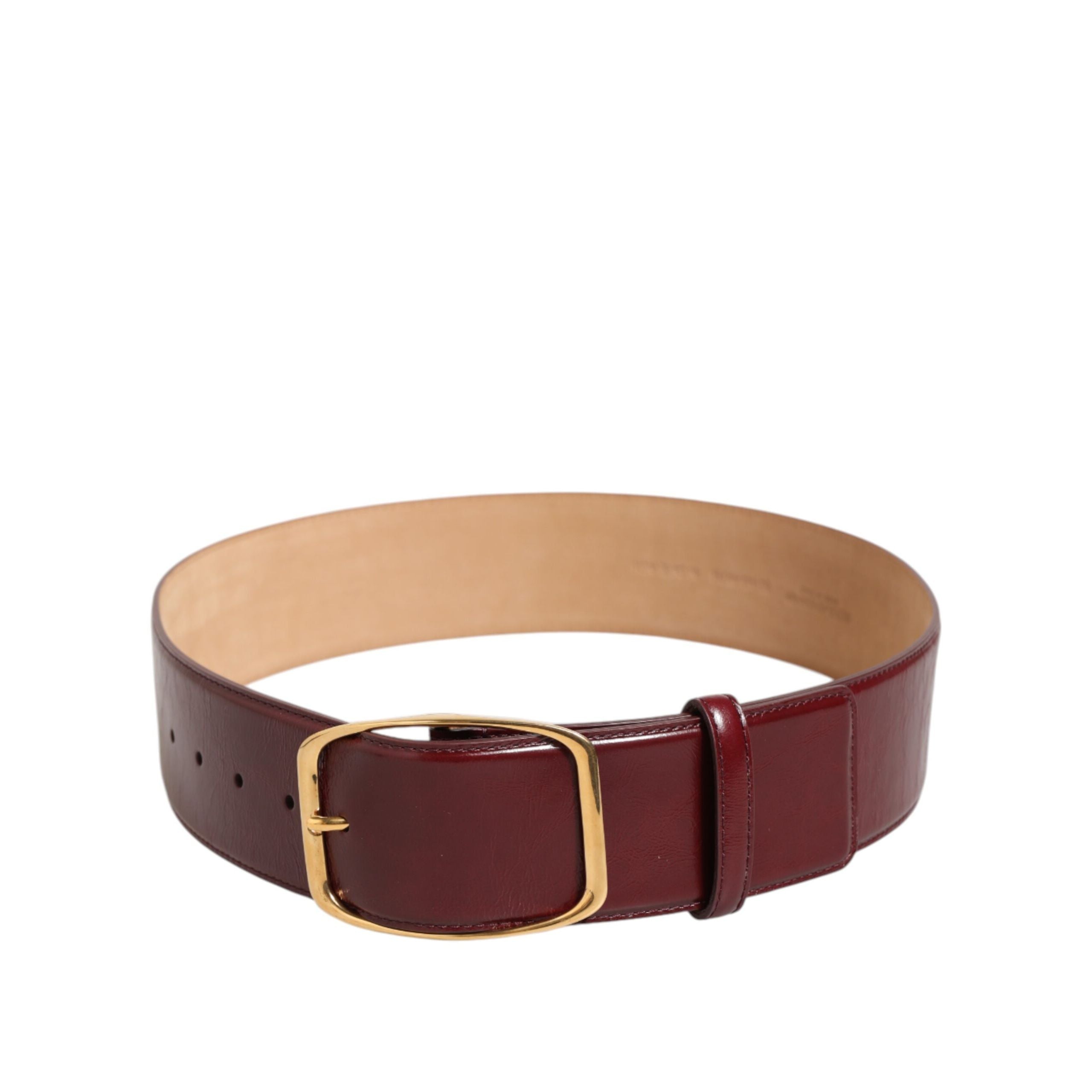Curea Dolce & Gabbana din piele bordo cu cataramă aurie din metal