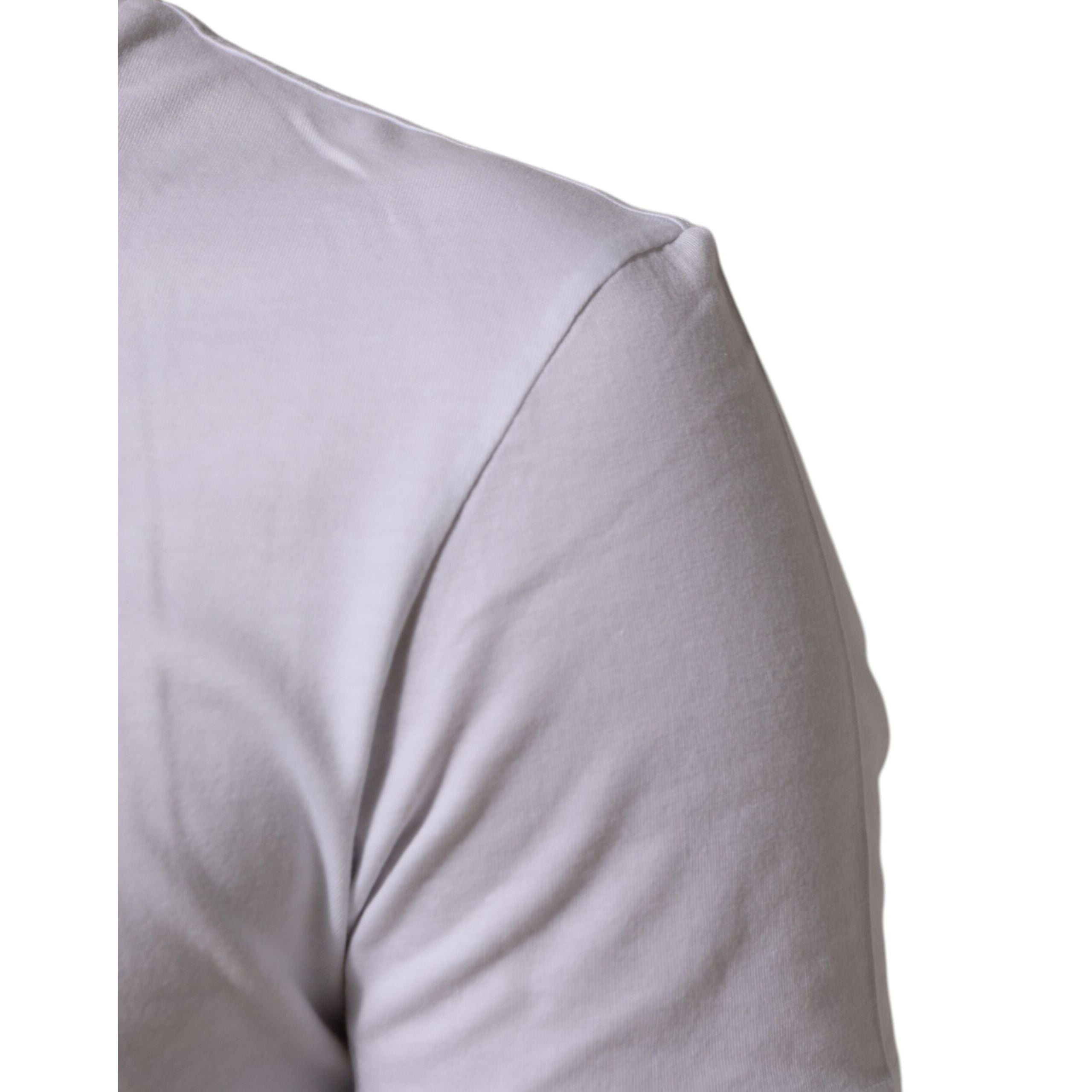 Dolce & Gabbana White Cotton Logo Print Crew Neck T-Shirt