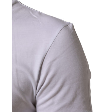 Dolce & Gabbana White Cotton Logo Print Crew Neck T-Shirt