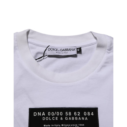 Dolce & Gabbana White Cotton Logo Print Crew Neck T-Shirt