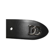 Dolce & Gabbana Black Studded Silver Buckle Belt