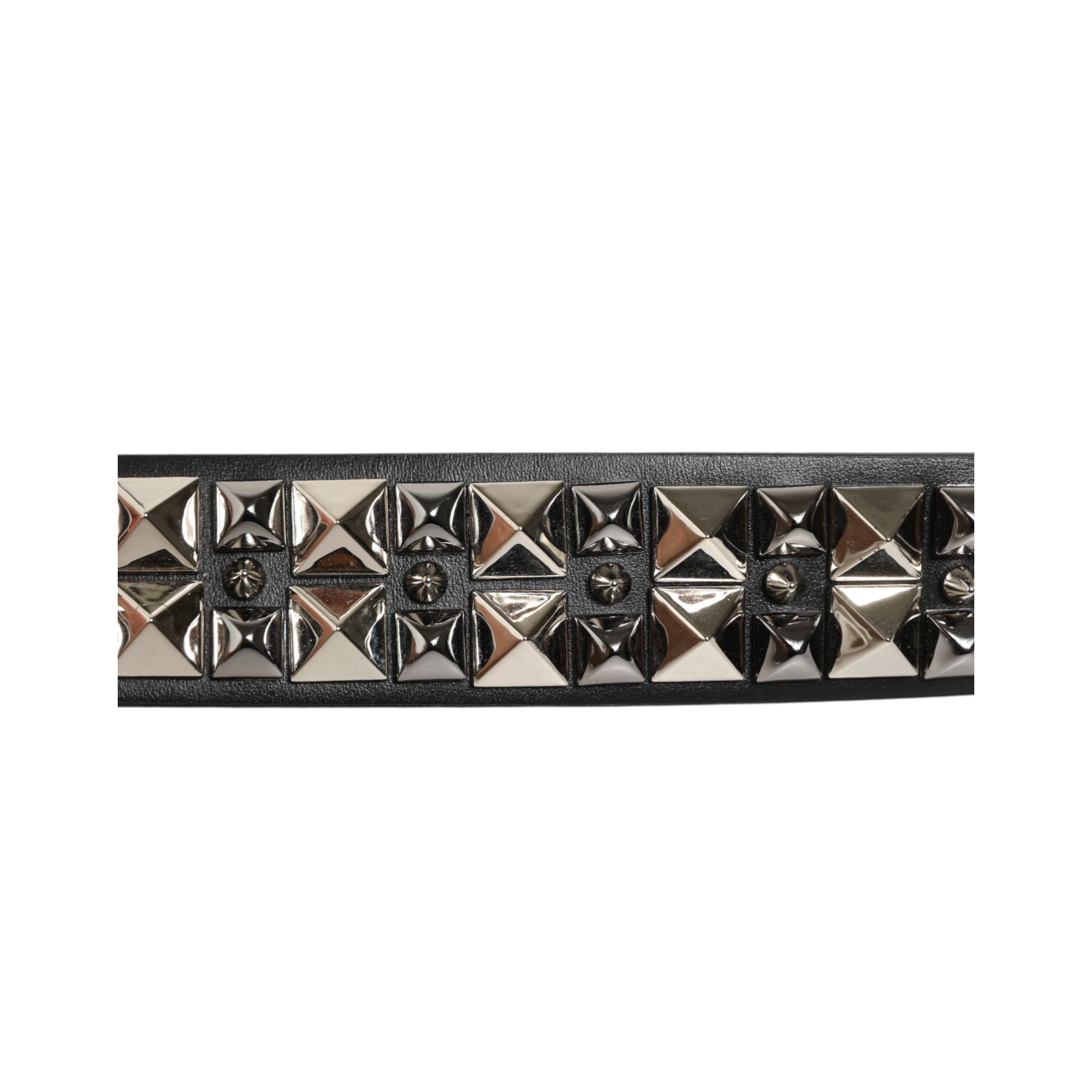 Dolce & Gabbana Black Studded Silver Buckle Belt