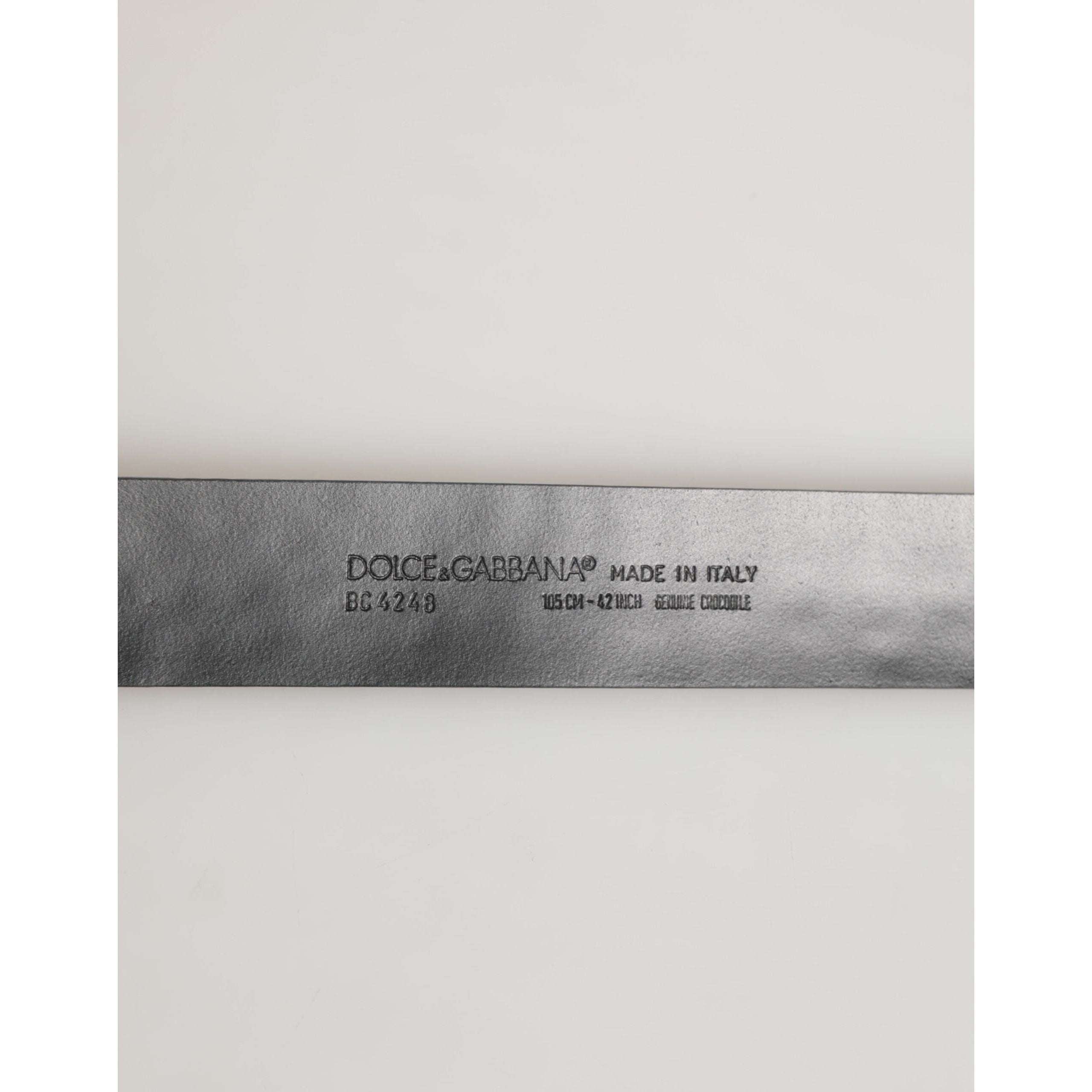 Curea Dolce & Gabbana neagră din piele exotică, cu cataramă DG Logo