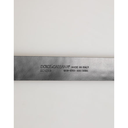 Curea Dolce & Gabbana neagră din piele exotică, cu cataramă DG Logo