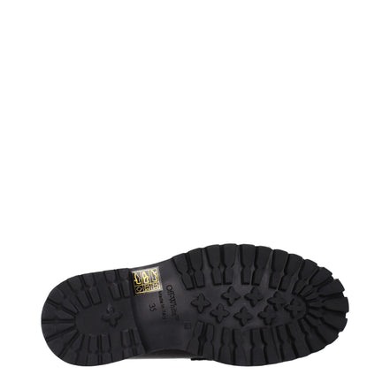Off-White Black Leather Slip-On Loafers