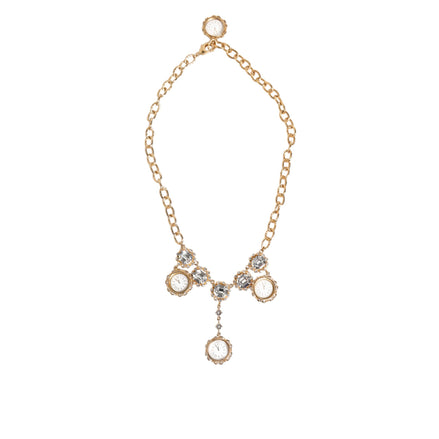 Colier statement tip pandantiv ceas Dolce & Gabbana Gold Crystal
