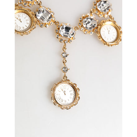 Colier statement tip pandantiv ceas Dolce & Gabbana Gold Crystal