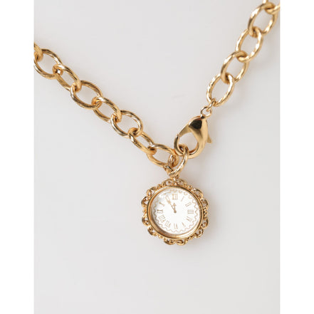 Colier statement tip pandantiv ceas Dolce & Gabbana Gold Crystal