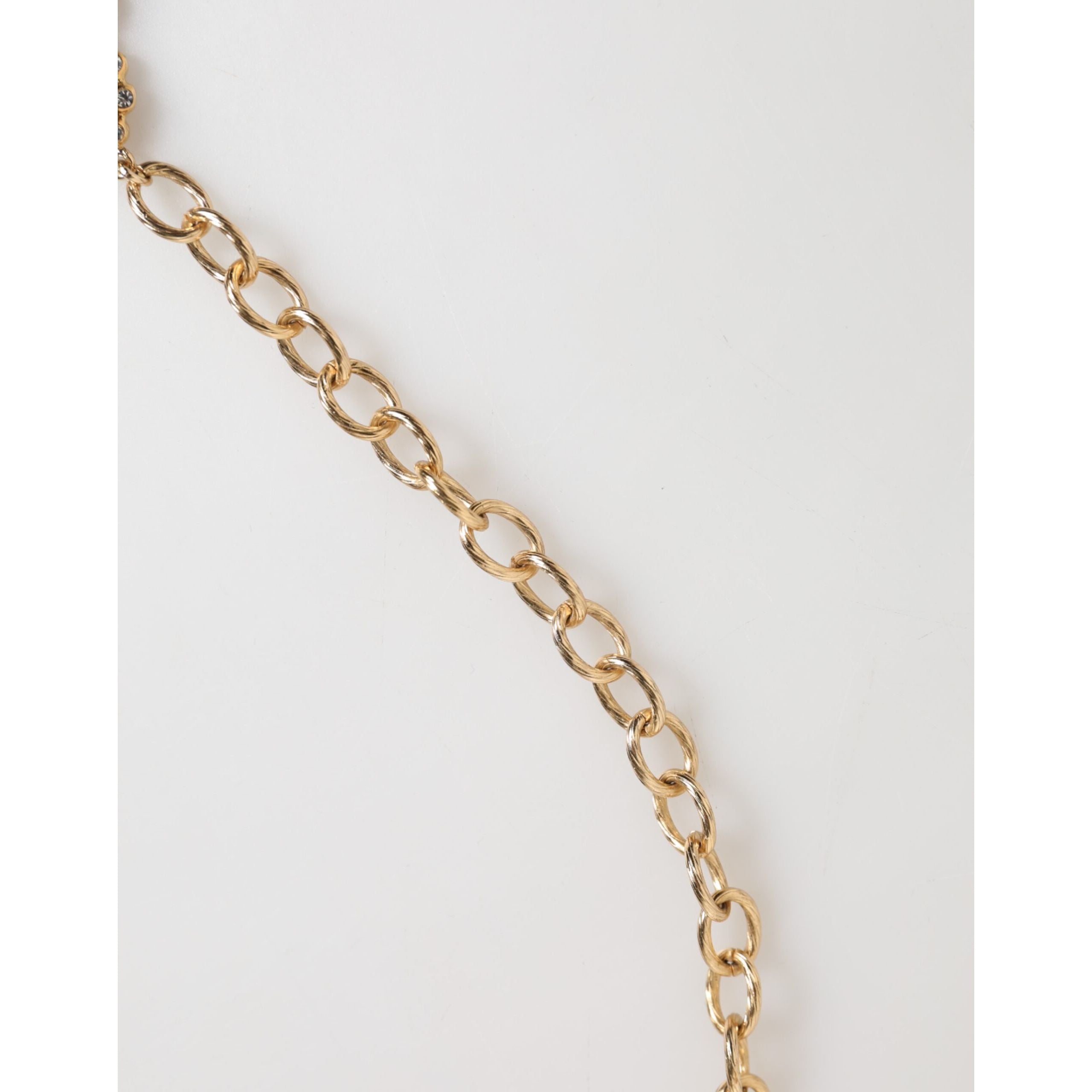 Colier statement tip pandantiv ceas Dolce & Gabbana Gold Crystal