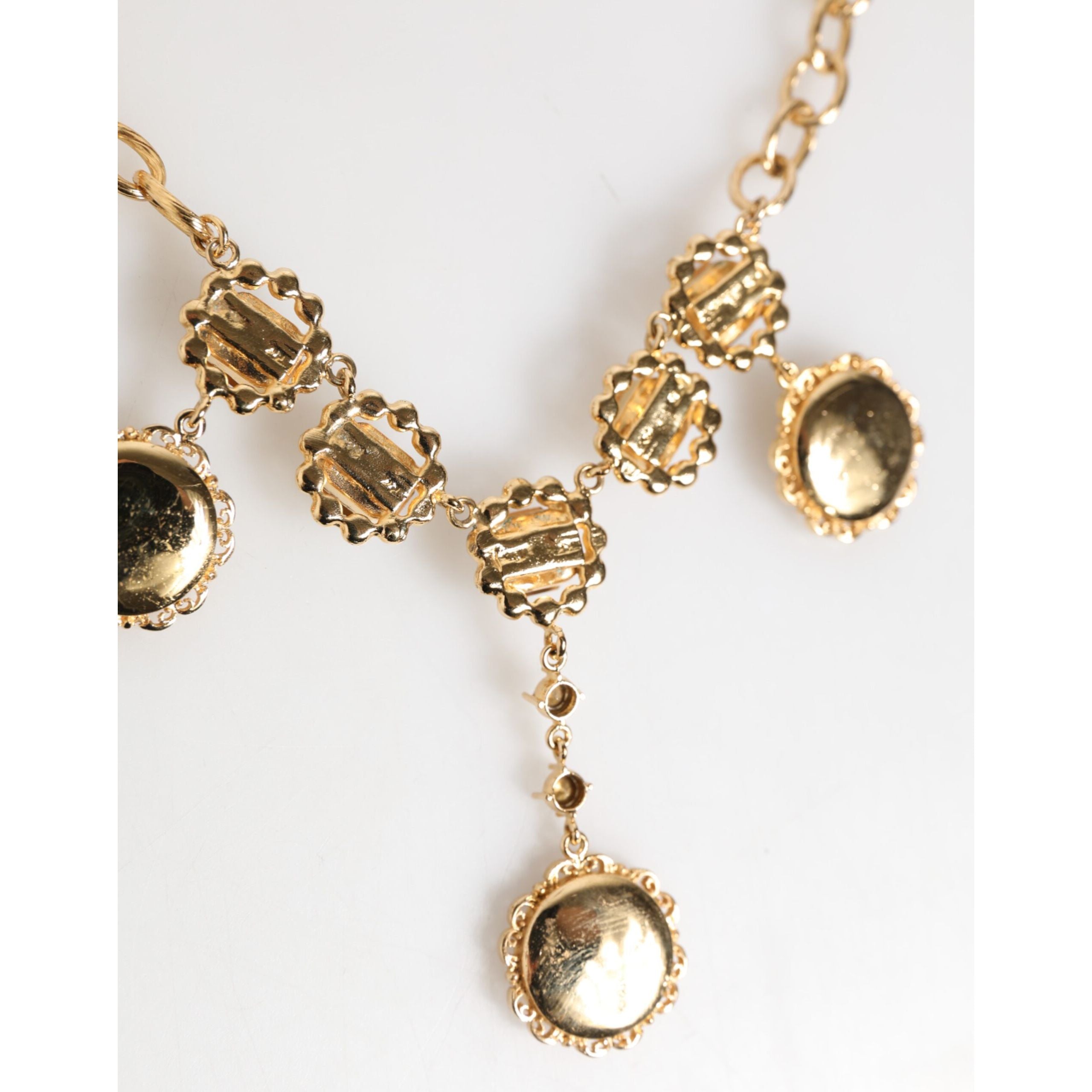 Colier statement tip pandantiv ceas Dolce & Gabbana Gold Crystal
