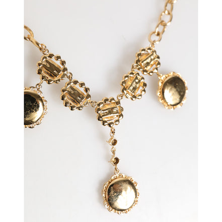 Colier statement tip pandantiv ceas Dolce & Gabbana Gold Crystal