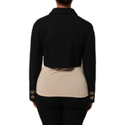 Dolce & Gabbana Black Cotton Full Zip Cropped Coat Jacket