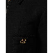 Dolce & Gabbana Black Cotton Full Zip Cropped Coat Jacket