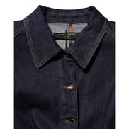 Dolce & Gabbana Dark Blue Cotton Collared Denim Coat Jacket