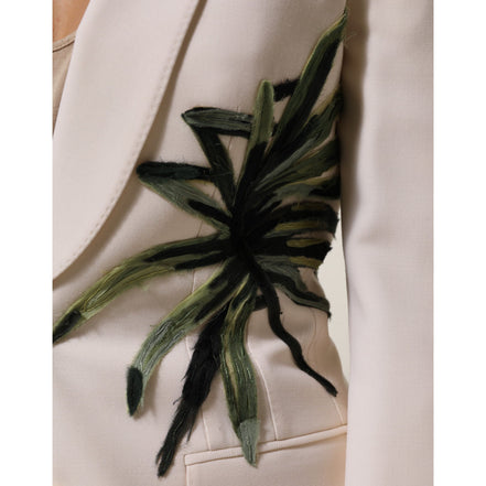 Dolce & Gabbana Beige Embroidered Single Breasted Jacket