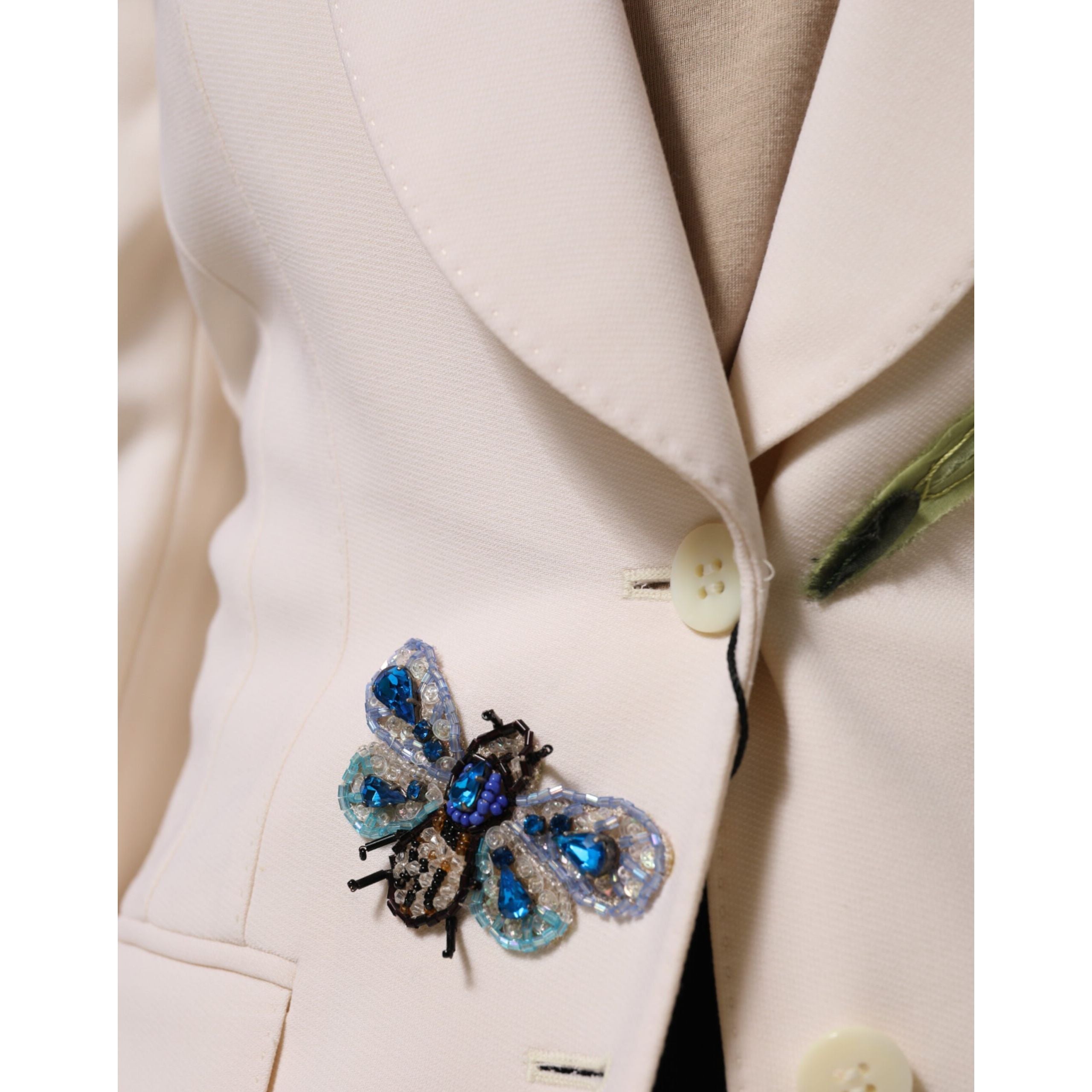 Dolce & Gabbana Beige Embroidered Single Breasted Jacket