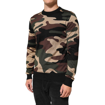 Dolce & Gabbana Multicolor Camouflage Crew Neck Sweater