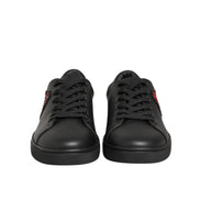 Adidași Dolce & Gabbana din piele neagră cu inimă de cristal