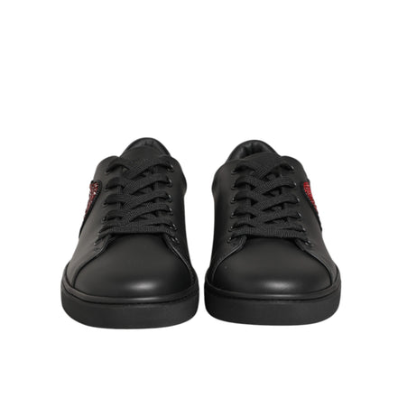 Adidași Dolce & Gabbana din piele neagră cu inimă de cristal