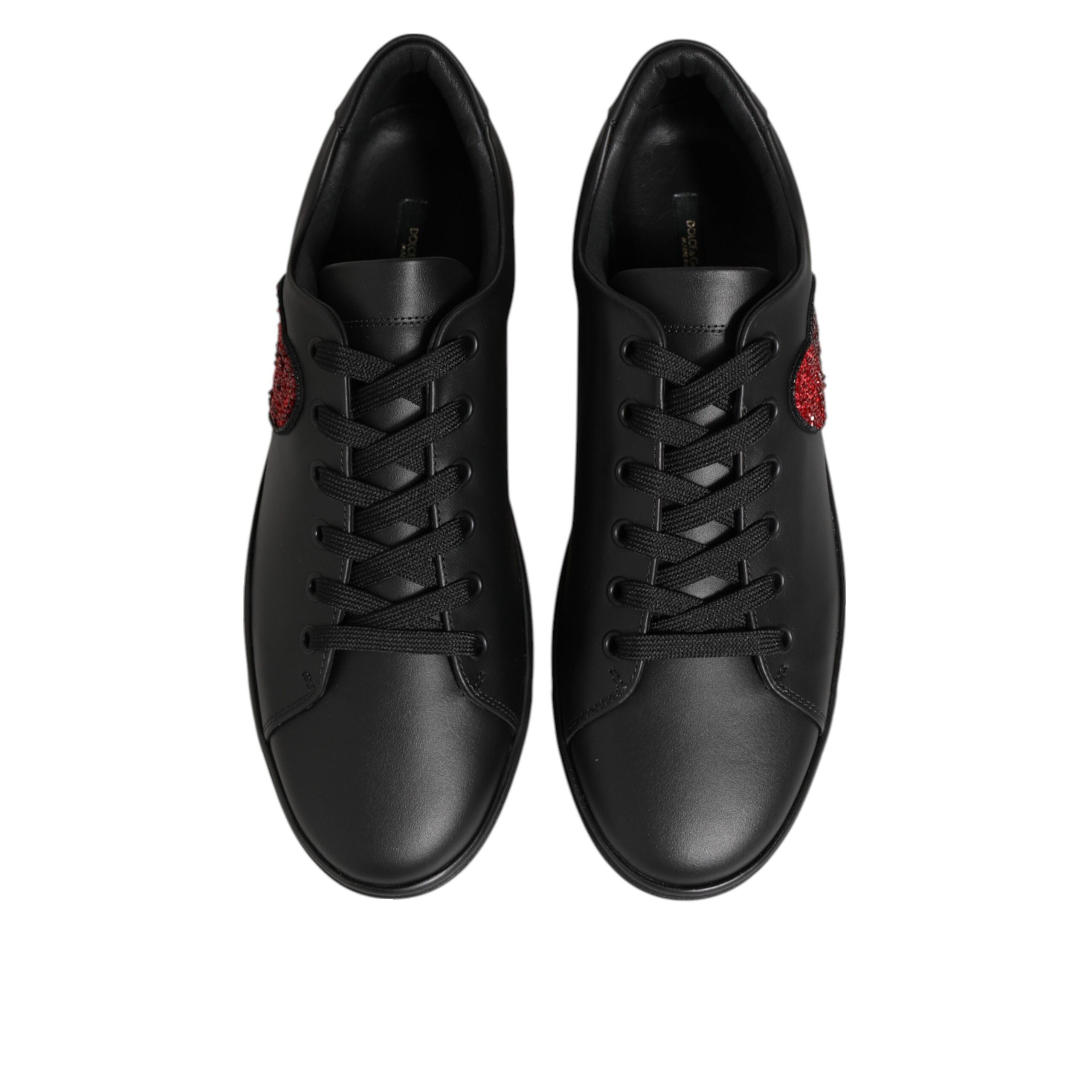 Adidași Dolce & Gabbana din piele neagră cu inimă de cristal