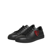 Adidași Dolce & Gabbana din piele neagră cu inimă de cristal