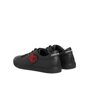 Adidași Dolce & Gabbana din piele neagră cu inimă de cristal