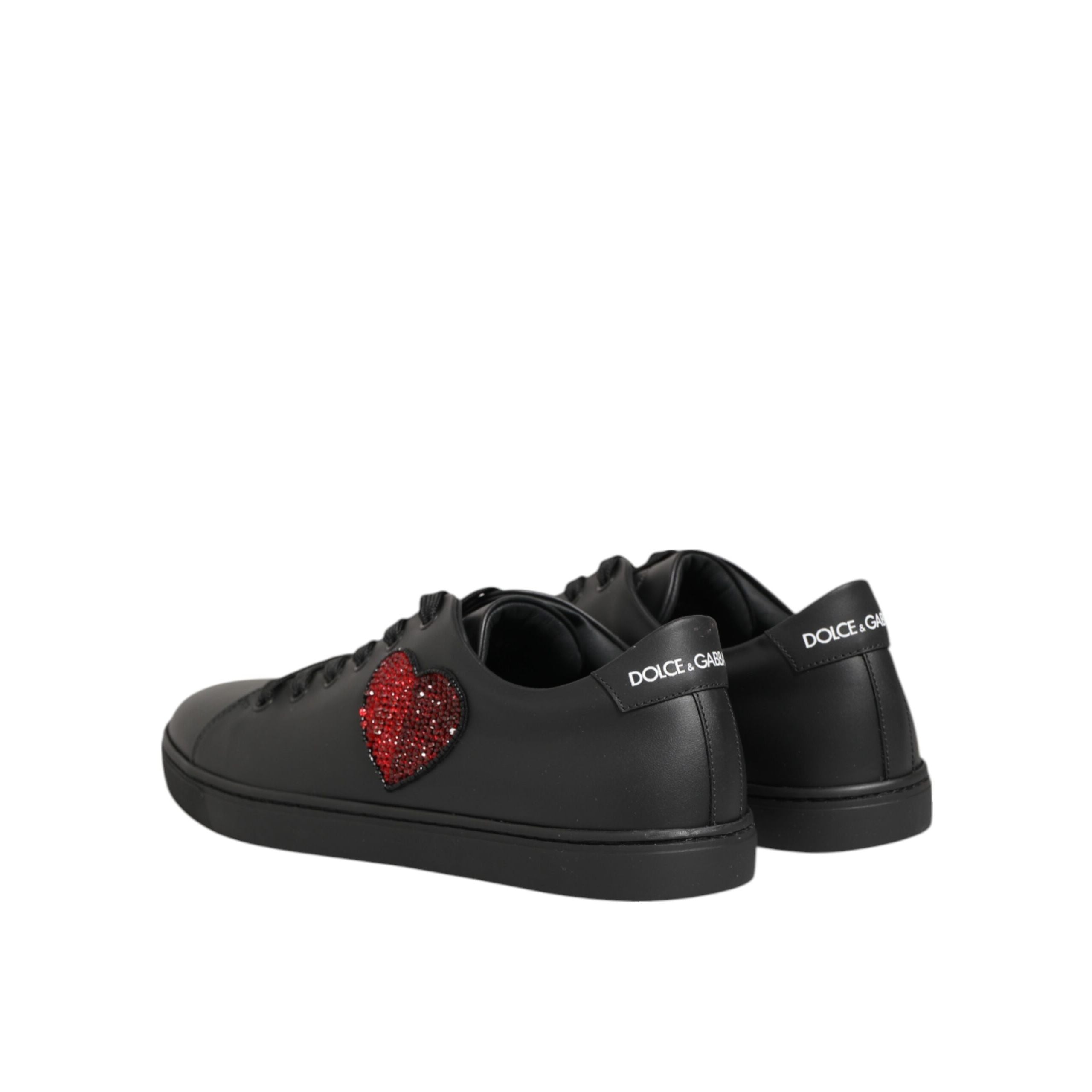 Adidași Dolce & Gabbana din piele neagră cu inimă de cristal