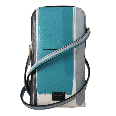 Dolce & Gabbana Blue Leather Cross Body Neck Strap Card Slot Phone Pocket