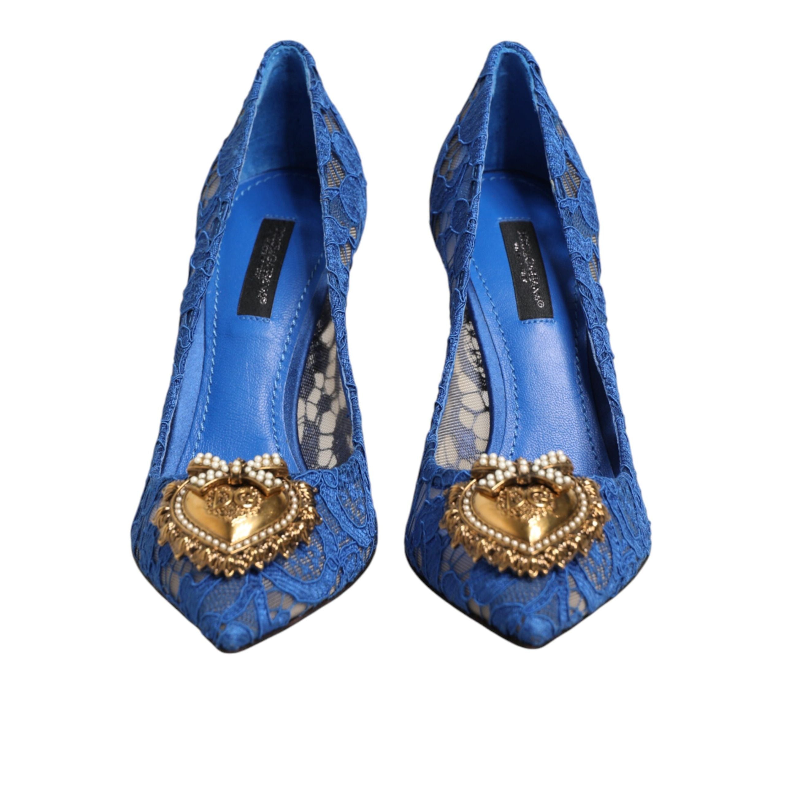 Pantofi Dolce & Gabbana Blue Taormina Lace Devotion