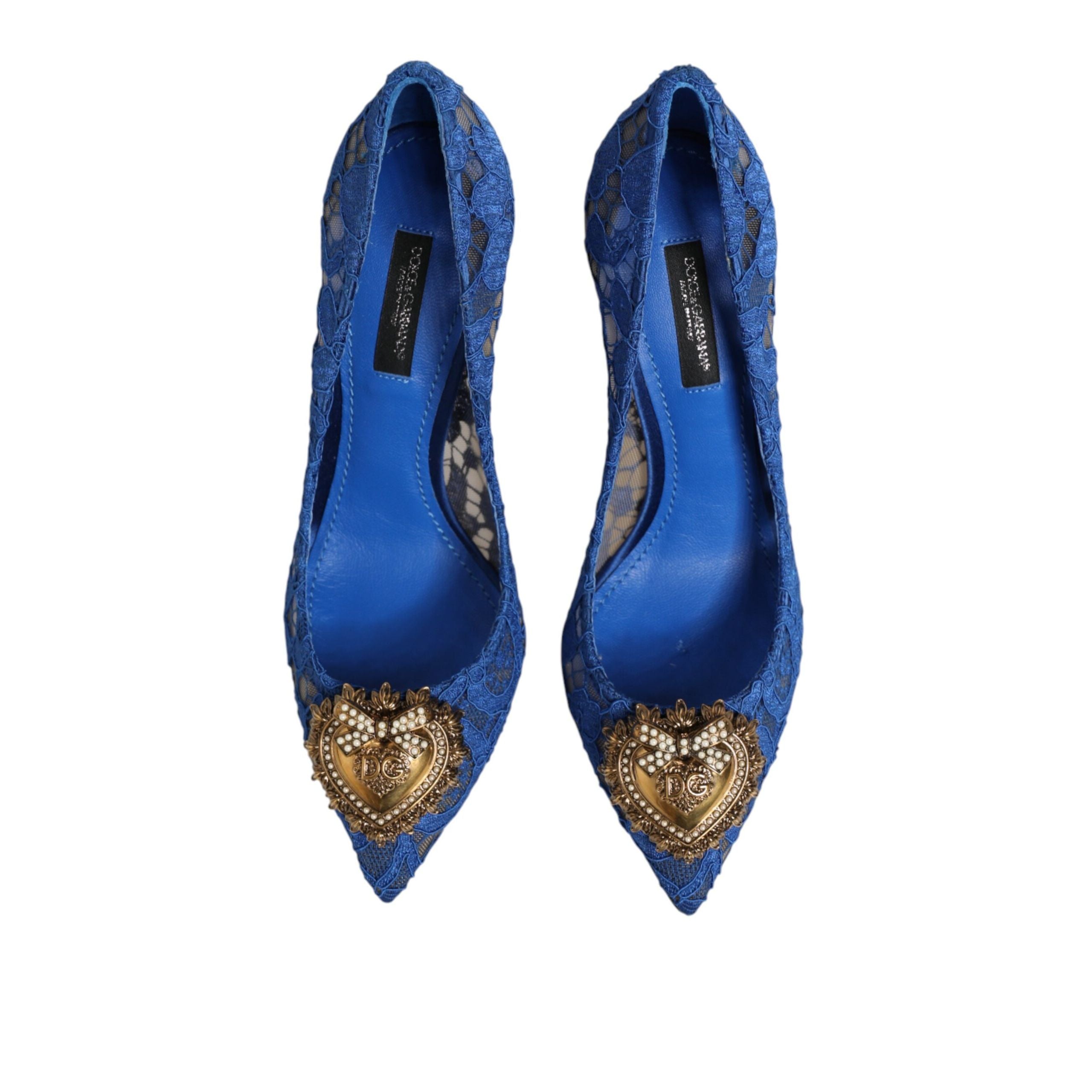 Pantofi Dolce & Gabbana Blue Taormina Lace Devotion