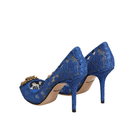Pantofi Dolce & Gabbana Blue Taormina Lace Devotion