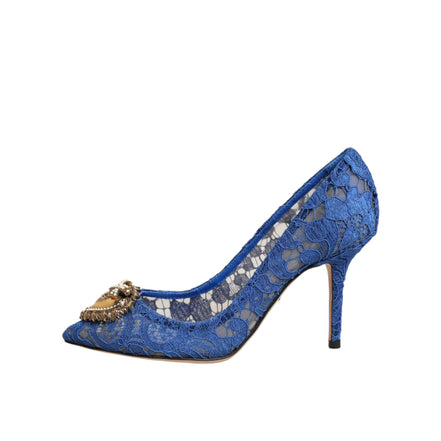 Pantofi Dolce & Gabbana Blue Taormina Lace Devotion