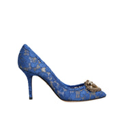 Pantofi Dolce & Gabbana Blue Taormina Lace Devotion
