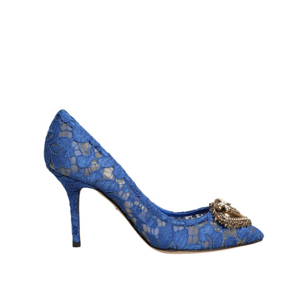 Pantofi Dolce & Gabbana Blue Taormina Lace Devotion