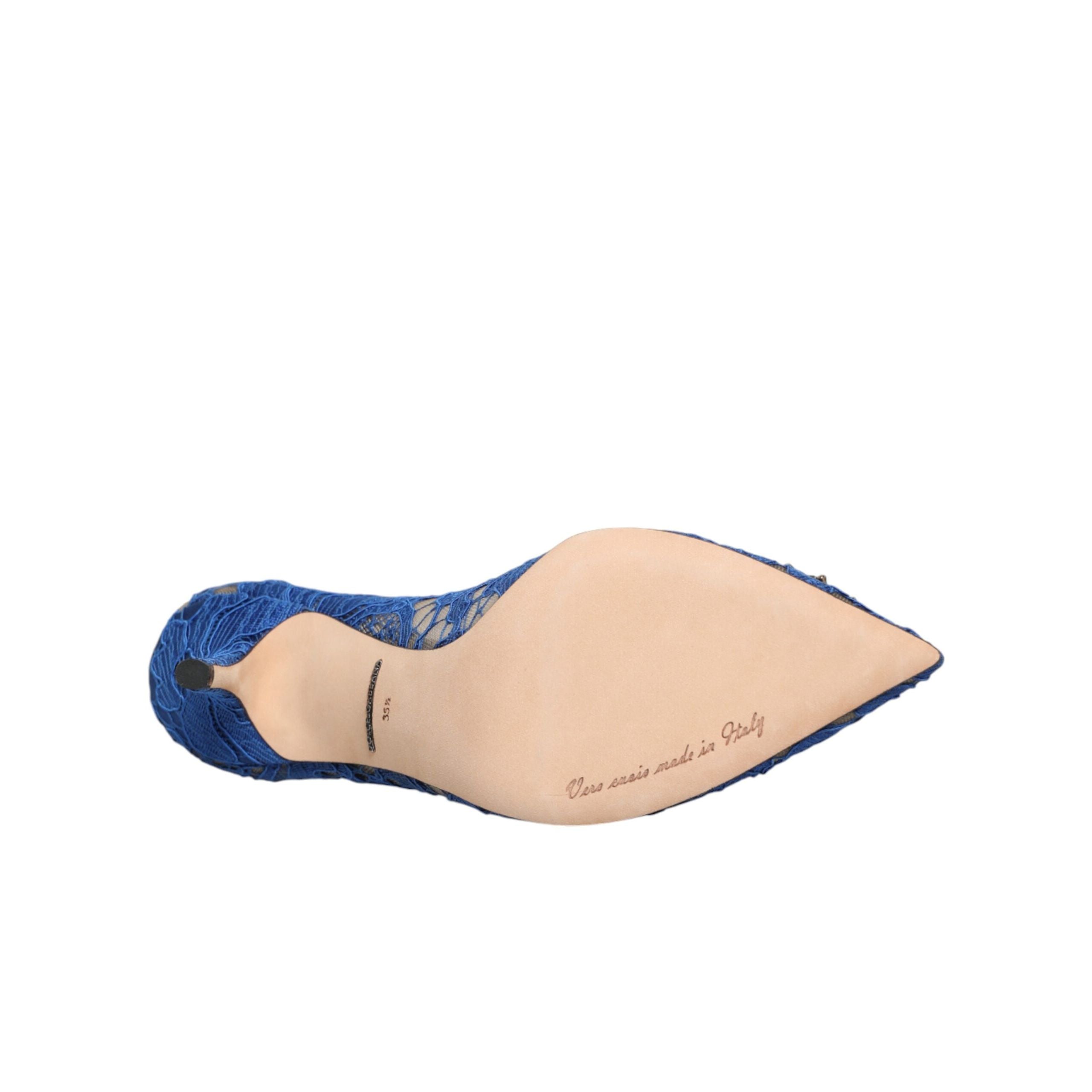 Pantofi Dolce & Gabbana Blue Taormina Lace Devotion