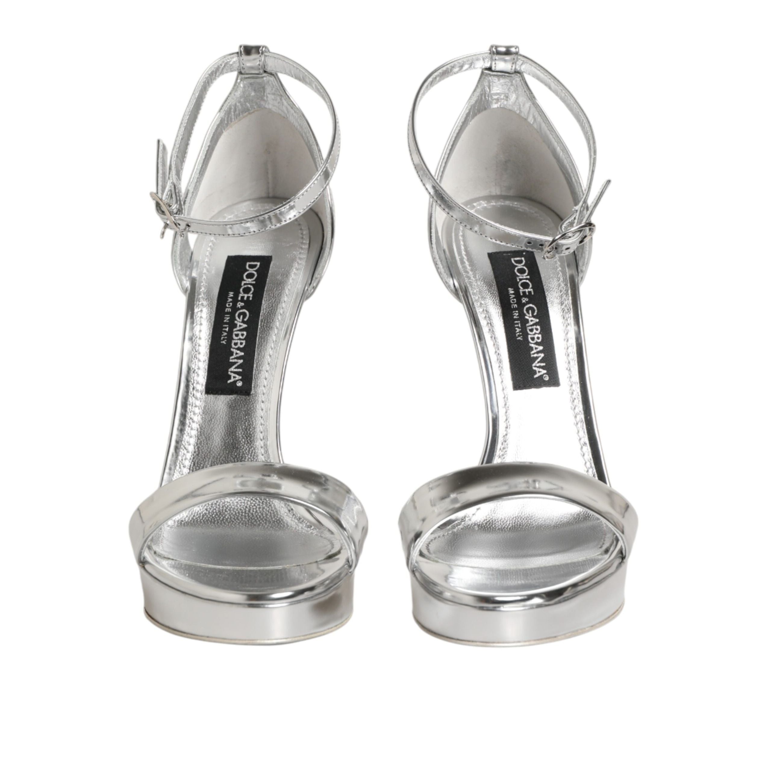 Dolce & Gabbana Silver Keira Leather Platform Sandals