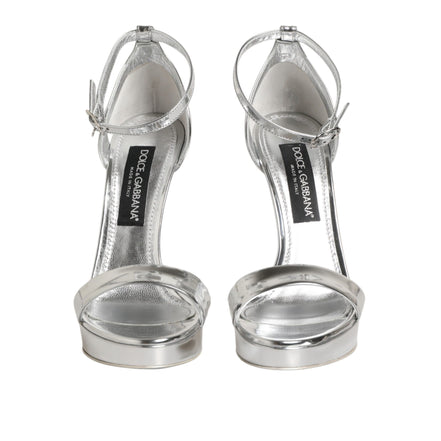Dolce & Gabbana Silver Keira Leather Platform Sandals