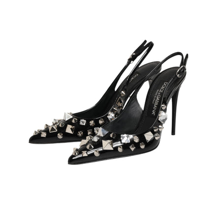 Dolce & Gabbana pantofi slingback negri din piele cu ținte
