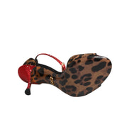 Sandale Dolce & Gabbana maro leopard cu cristale și trandafiri