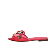 Sandale plate slip-on Dolce & Gabbana roșii cu ornamente