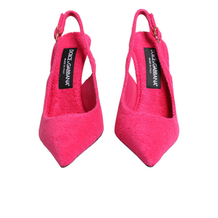 Pantofi slingback din piele intoarsă roz Dolce & Gabbana