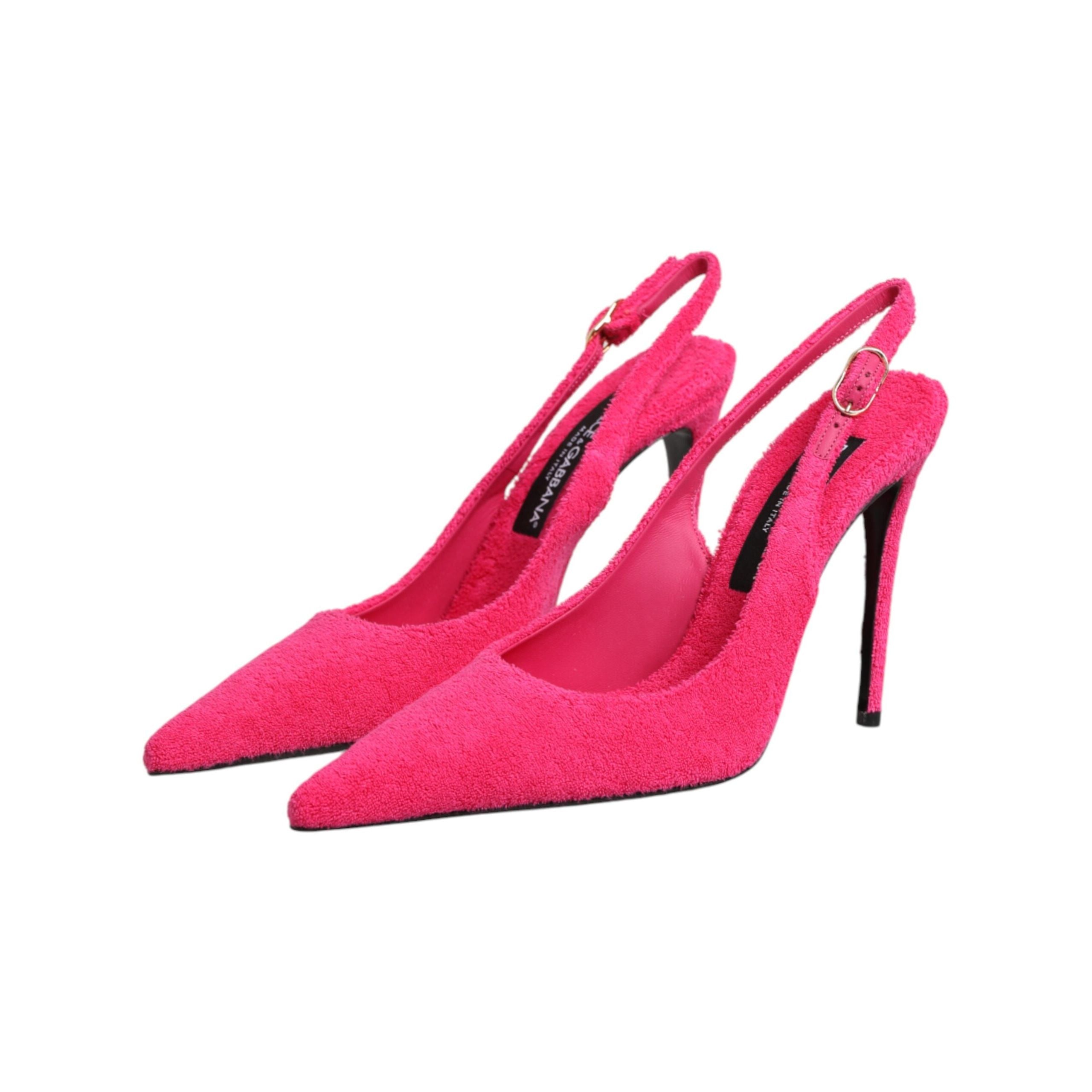 Pantofi slingback din piele intoarsă roz Dolce & Gabbana