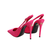 Pantofi slingback din piele intoarsă roz Dolce & Gabbana
