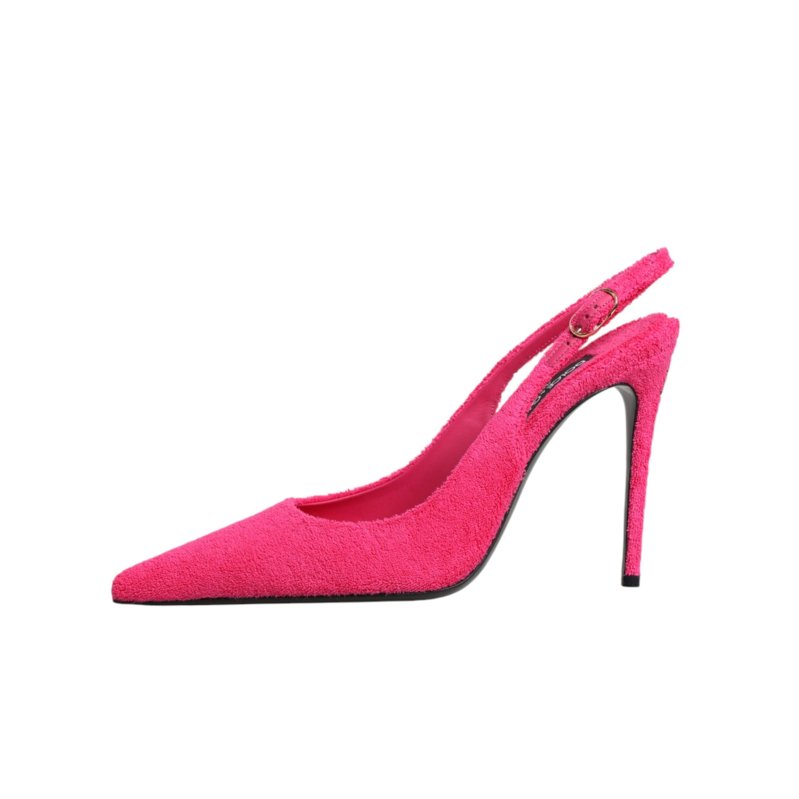 Pantofi slingback din piele intoarsă roz Dolce & Gabbana