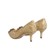 Pantofi cu toc Dolce & Gabbana Devotion din dantelă Gold Taormina