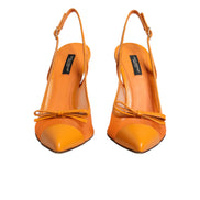 Pantofi cu toc Dolce & Gabbana Orange Leather Mesh Slingback
