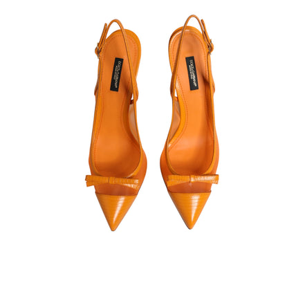Pantofi cu toc Dolce & Gabbana Orange Leather Mesh Slingback
