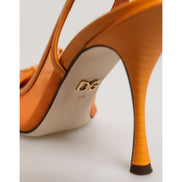 Pantofi cu toc Dolce & Gabbana Orange Leather Mesh Slingback