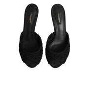 Dolce & Gabbana Papuci cu toc și broderie negri